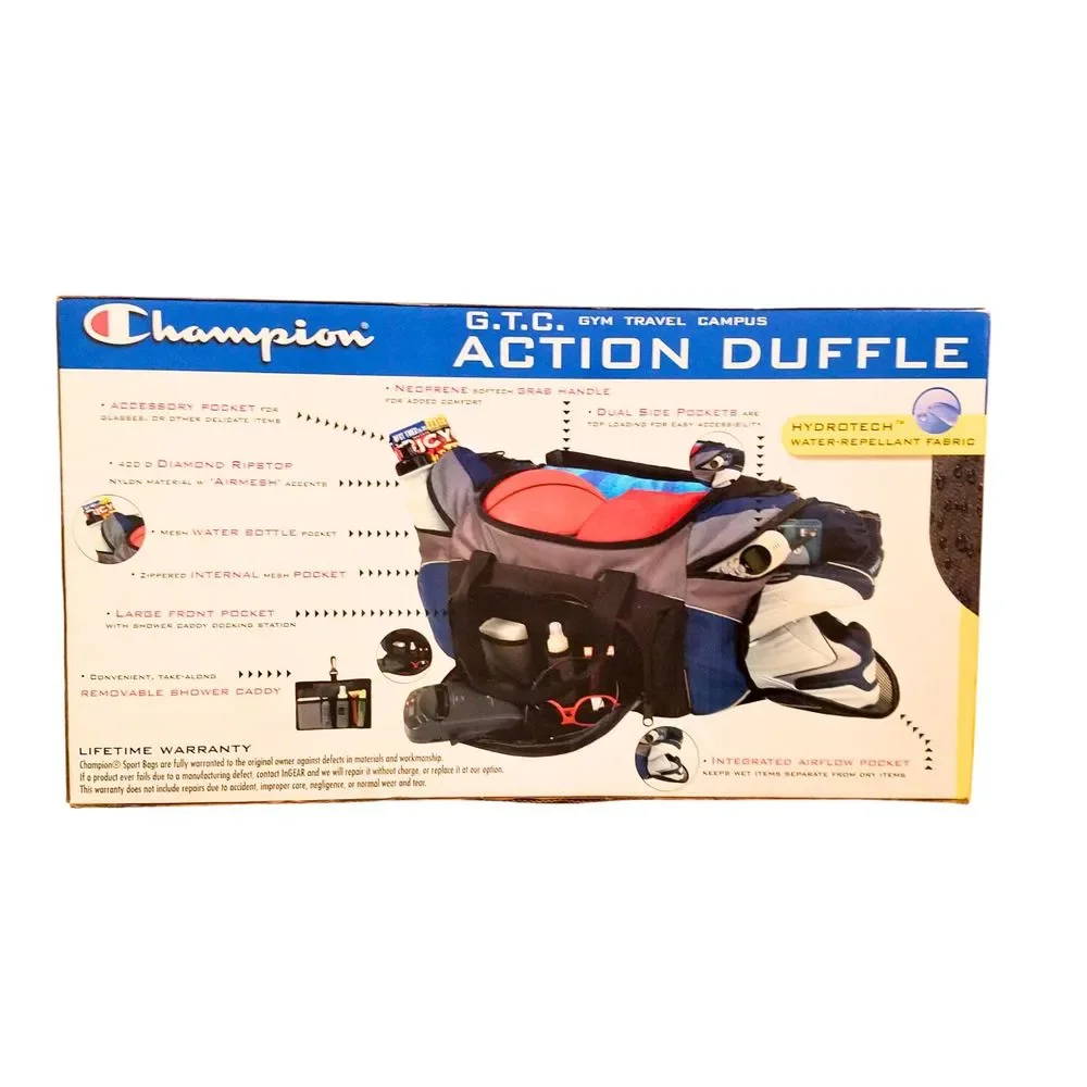 Champion G.T.C Action Blue Gray Black Nylon Duffel Bag 24